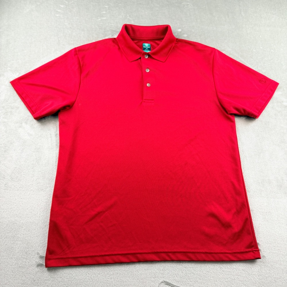 Pro Tour‎ Men's M Airplay Performance Polo Shirt Red Textured Golf Short Sleeve